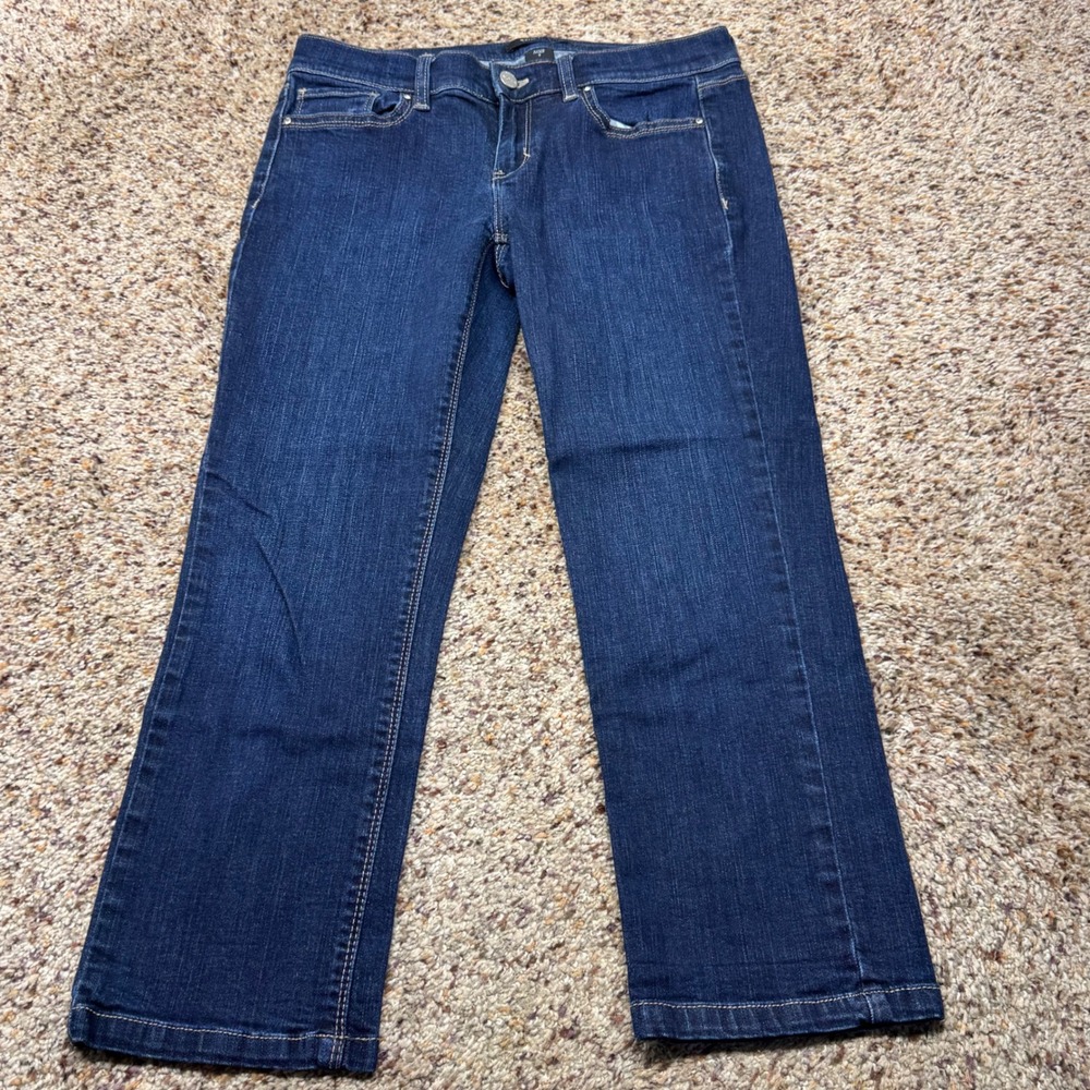 White House Black Market Noir Slim Crop Jeans Dark Indigo Blue Size 4 RN 111459